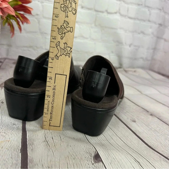 clarks bendables  brown clogs mules may oval leather sz 8 - Picture 4 of 10